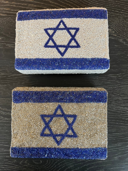 Am Yisrael Chai & Israel Flag Beaded Bag