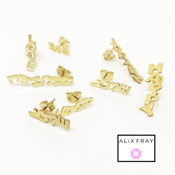 "Abby" Stacked Name Earrings