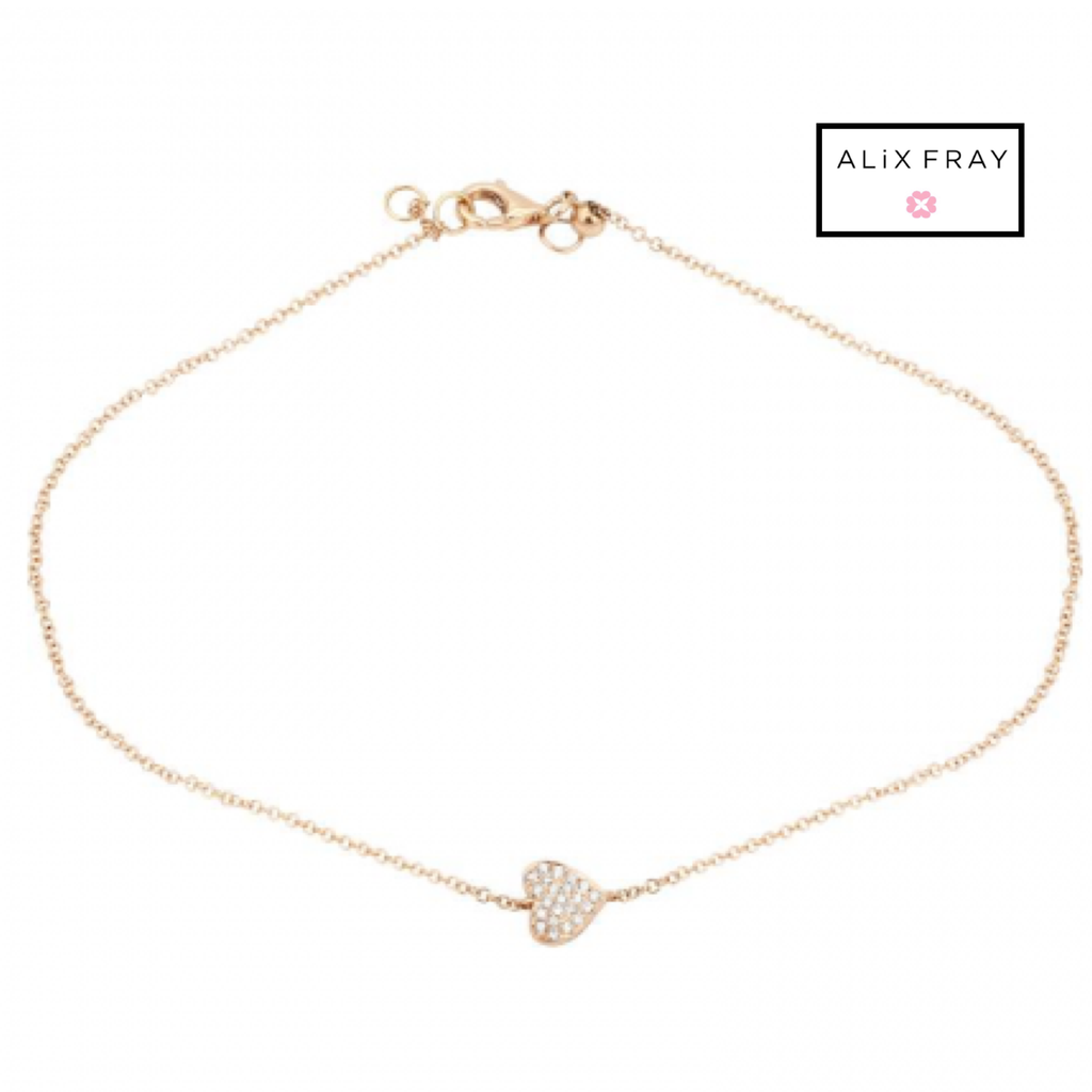 14kt Diamond Heart Anklet