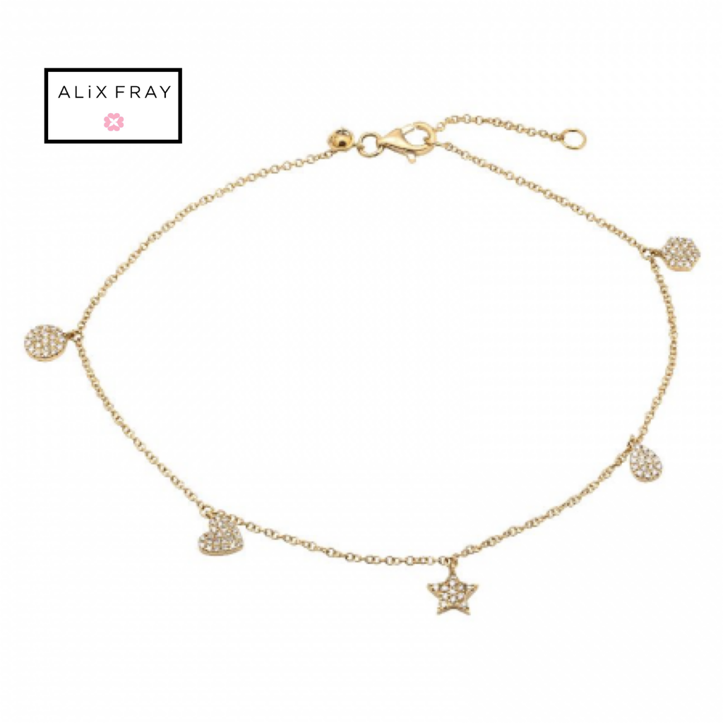 14kt Multi Charm Anklet