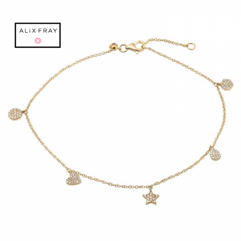 14kt Multi Charm Anklet
