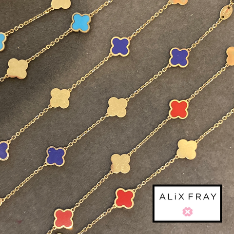 14kt Color Clover Anklet