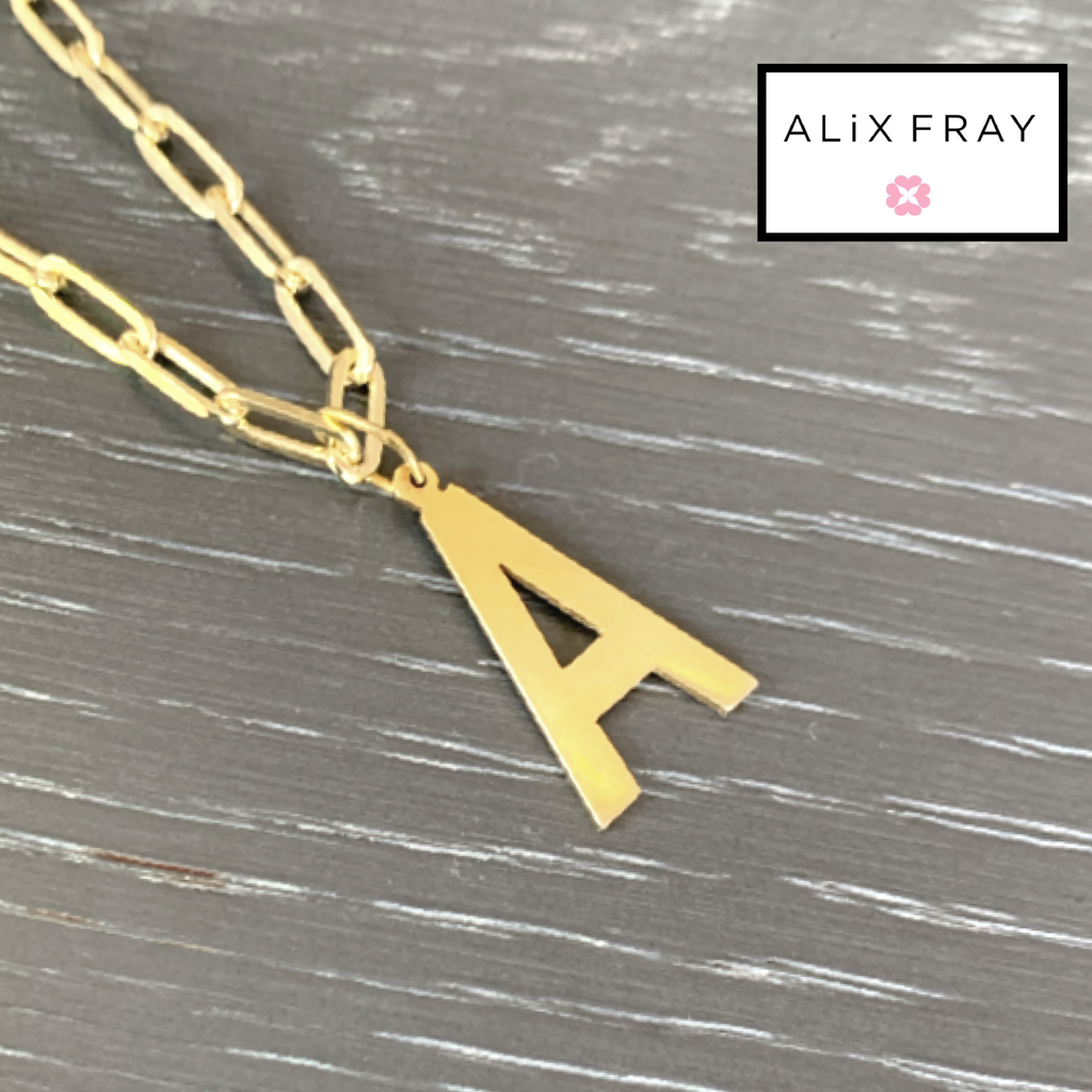Paper Clip Initial Necklace