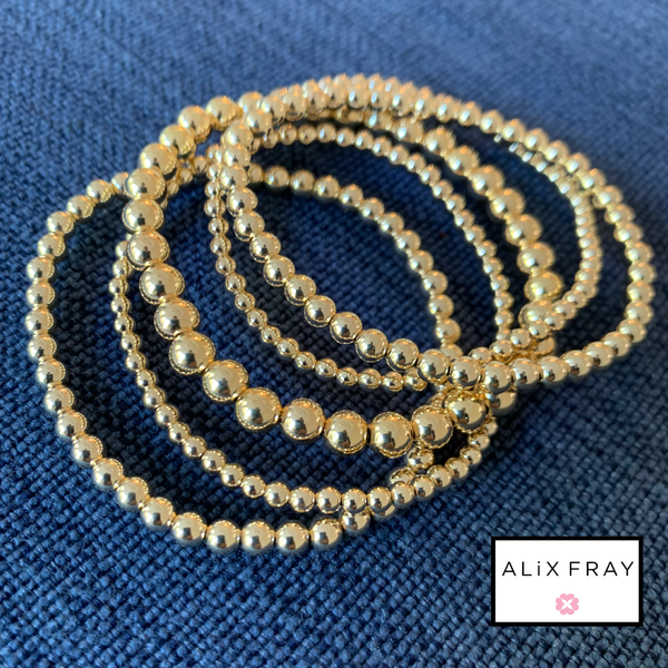 Gold Ball Bracelets 5 Stack