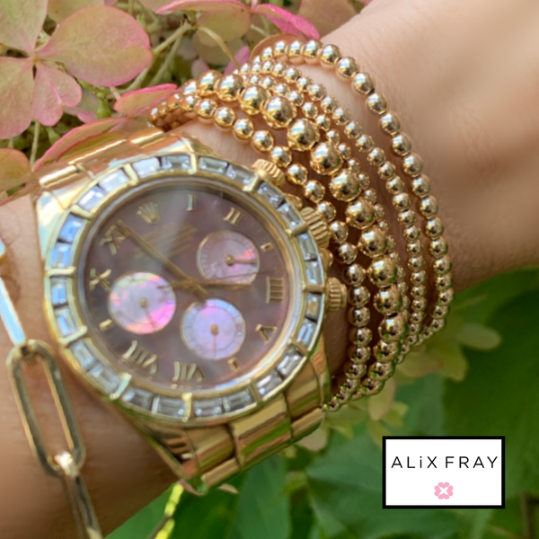Gold Ball Bracelets 5 Stack