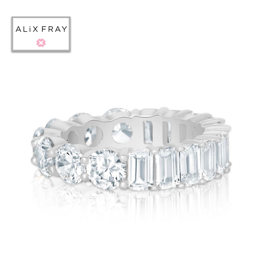 Two Sided Round & Emerald Eternity Band