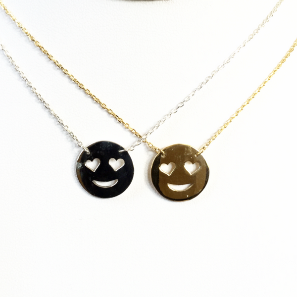 Charm Necklace Paper Clip Chain Necklace Smiley Face Heart 