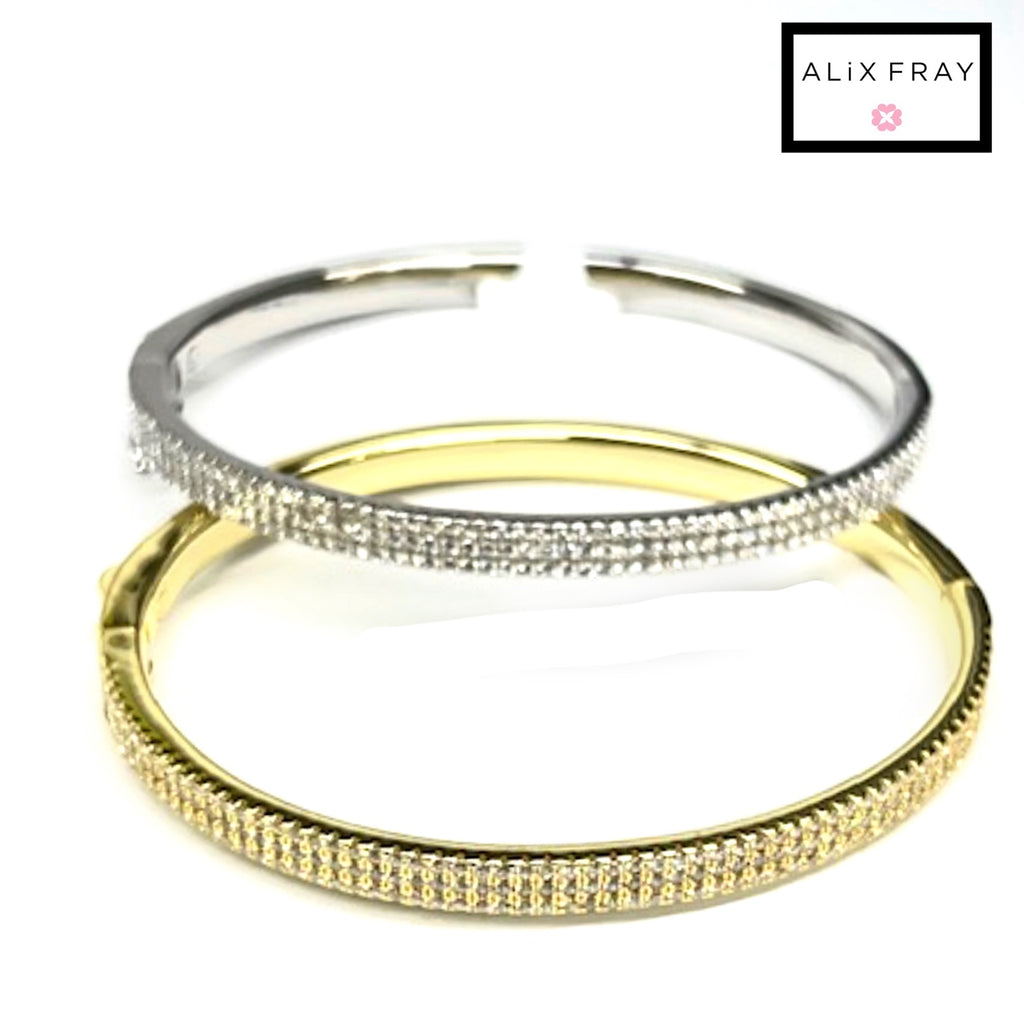 CZ 3 Row Bangle Bracelet
