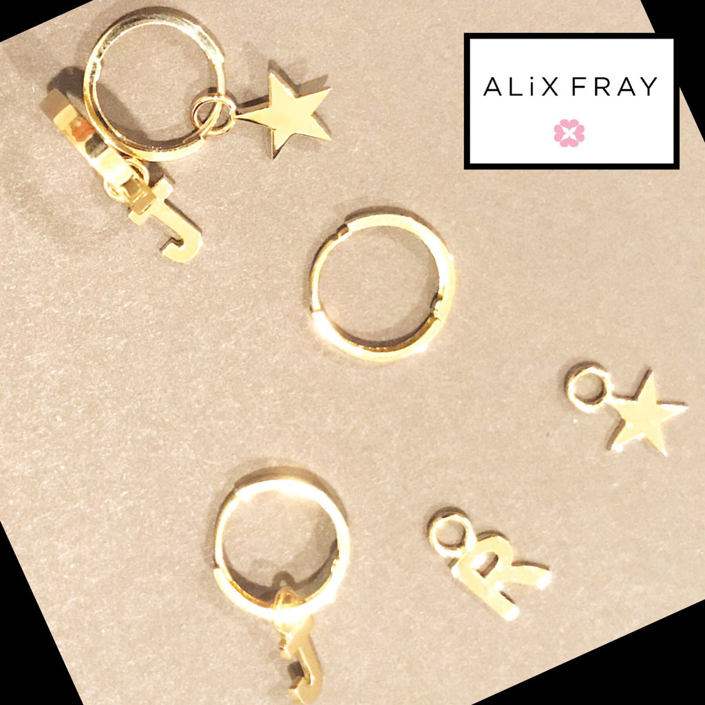 14kt Charm Hoop Earrings