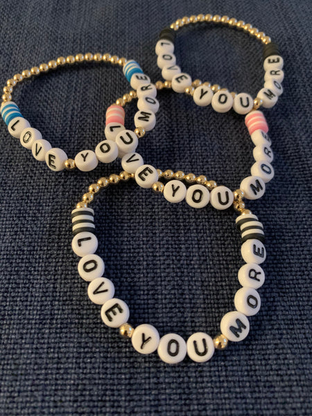 Beaded “Love You More” Ball Bracelet