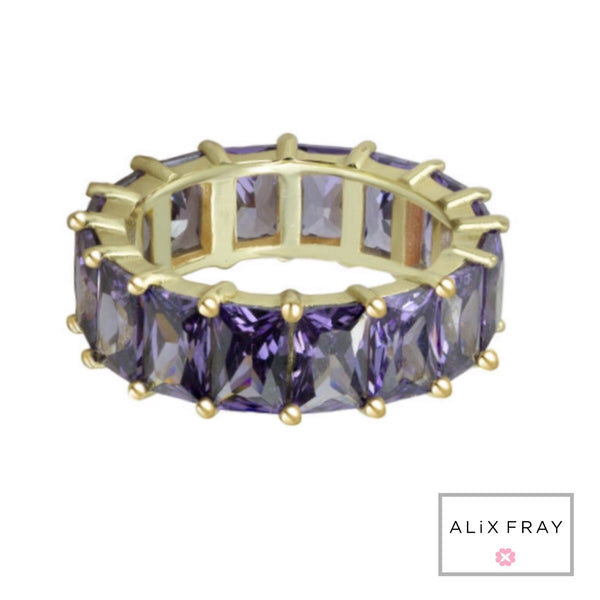 Colored Emerald Cut Eternity Band