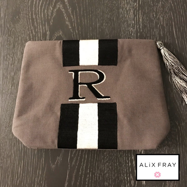 Stripe Jute Clutch