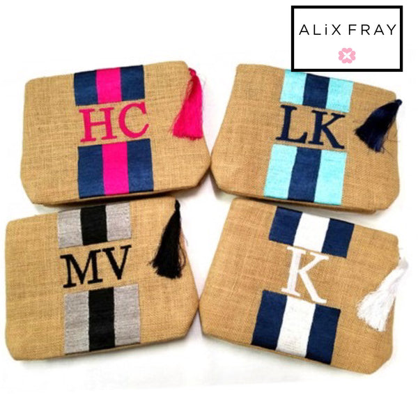 Stripe Jute Clutch