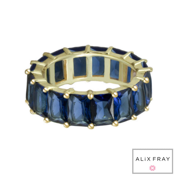 Colored Emerald Cut Eternity Band