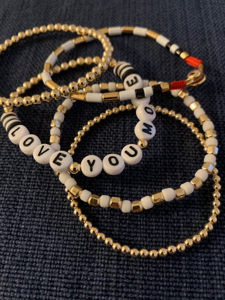 Beaded “Love You More” Ball Bracelet