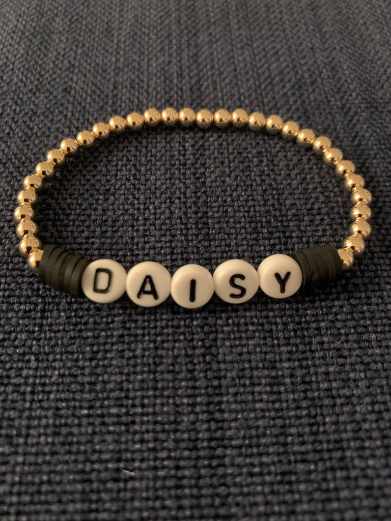 Beaded Name & Disc Ball Bracelet