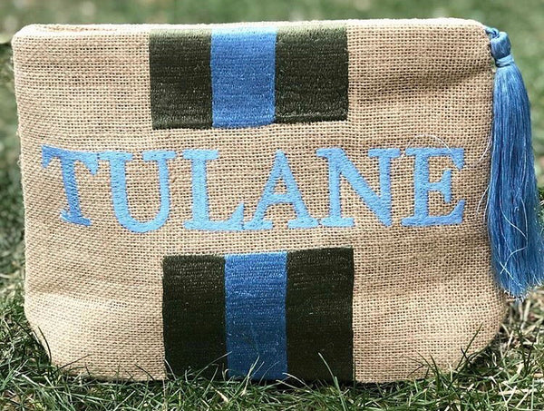 Stripe Jute Clutch