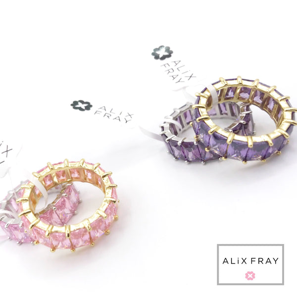 Colored Emerald Cut Eternity Band