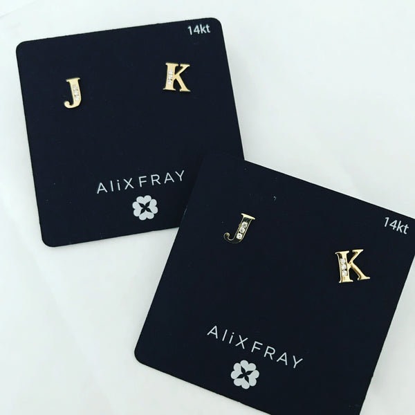 14kt Initial Earrings