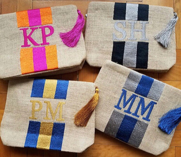 Stripe Jute Clutch