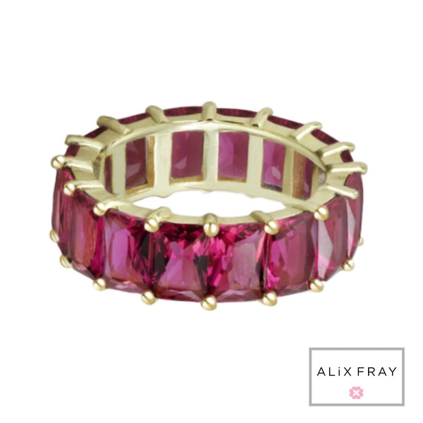 Colored Emerald Cut Eternity Band