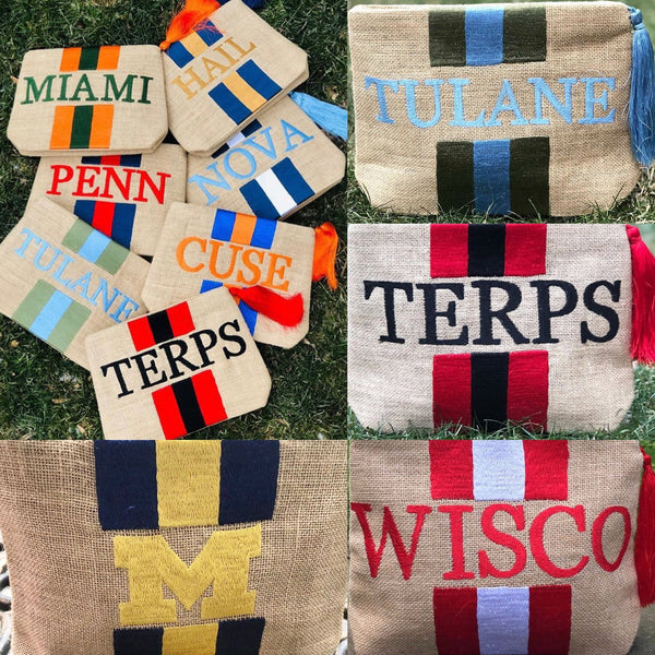 Stripe Jute Clutch