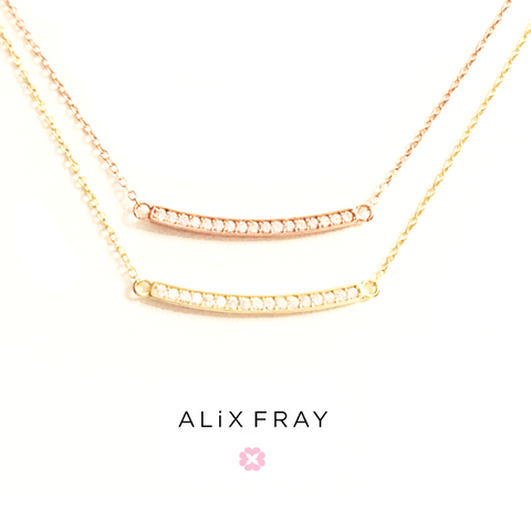 Curved CZ Bar Necklace