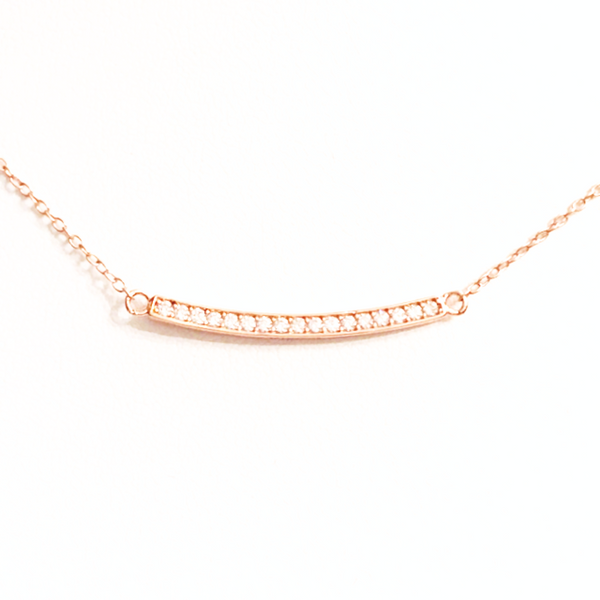 Curved CZ Bar Necklace