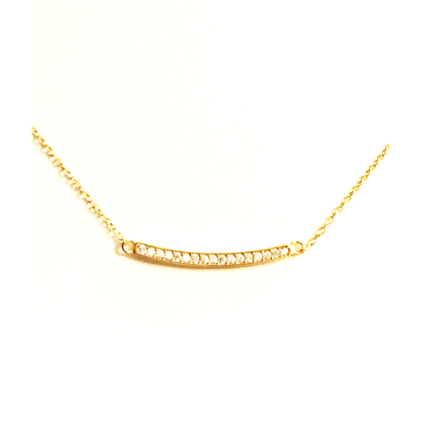 Curved CZ Bar Necklace