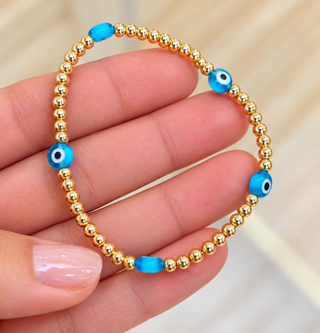 Evil Eye 14kt Ball Bracelet