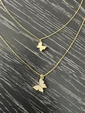 Butterfly Double Chain Necklace