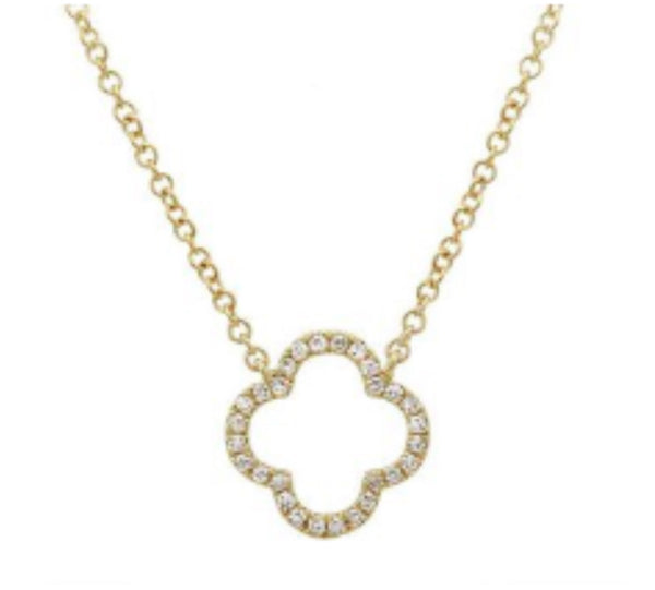 14kt Diamond Open Clover Necklace