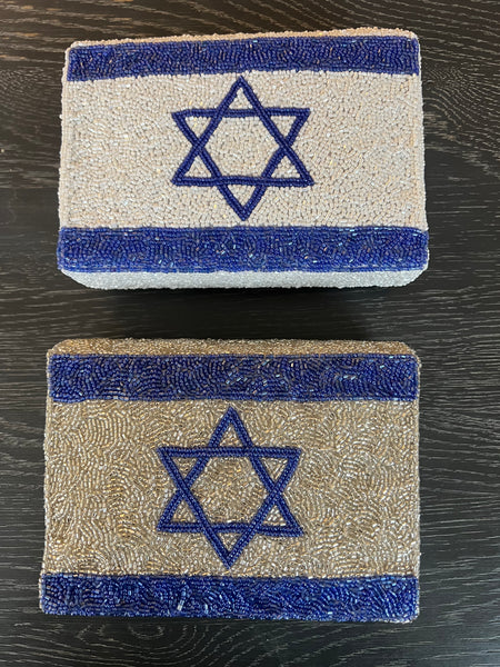 Am Yisrael Chai & Israel Flag Beaded Bag