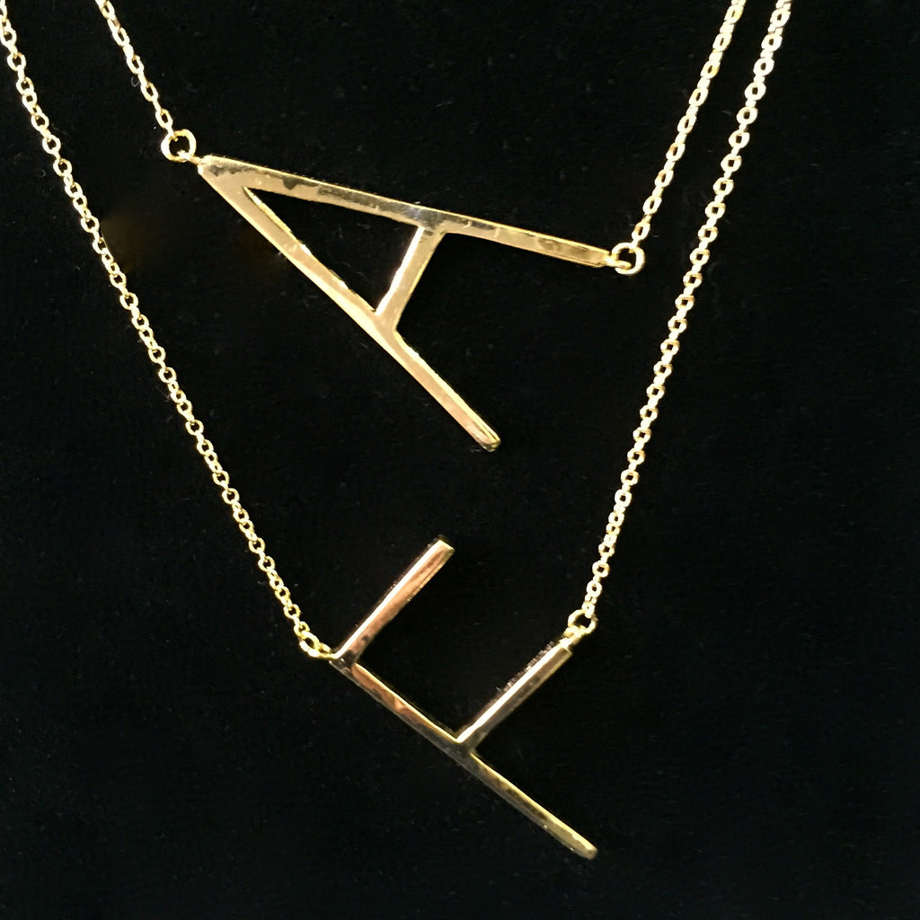 Custom Diamond Big Initial Necklace Gold & Silver for Women - Etsy | Initial  necklace gold, Gold necklace, Initial necklace