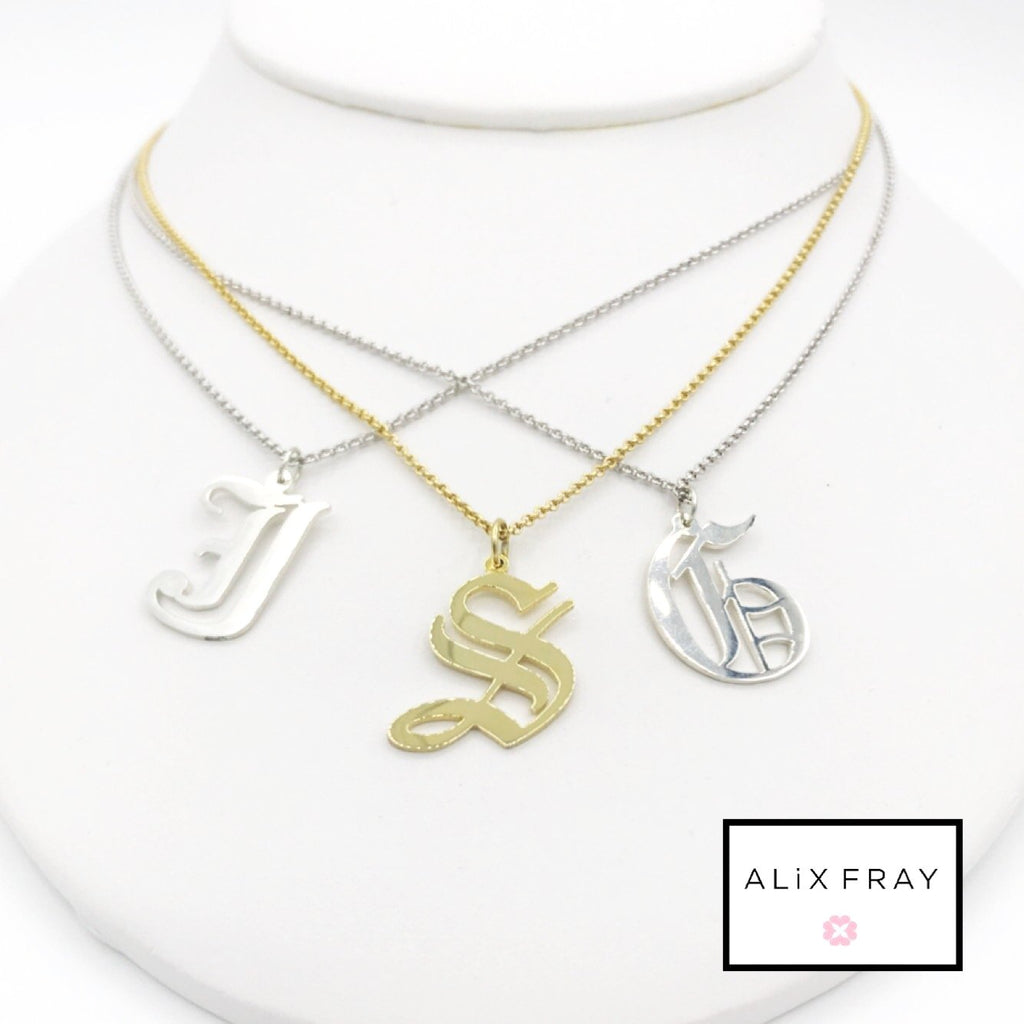 Gothic Hanging Initial Necklace
