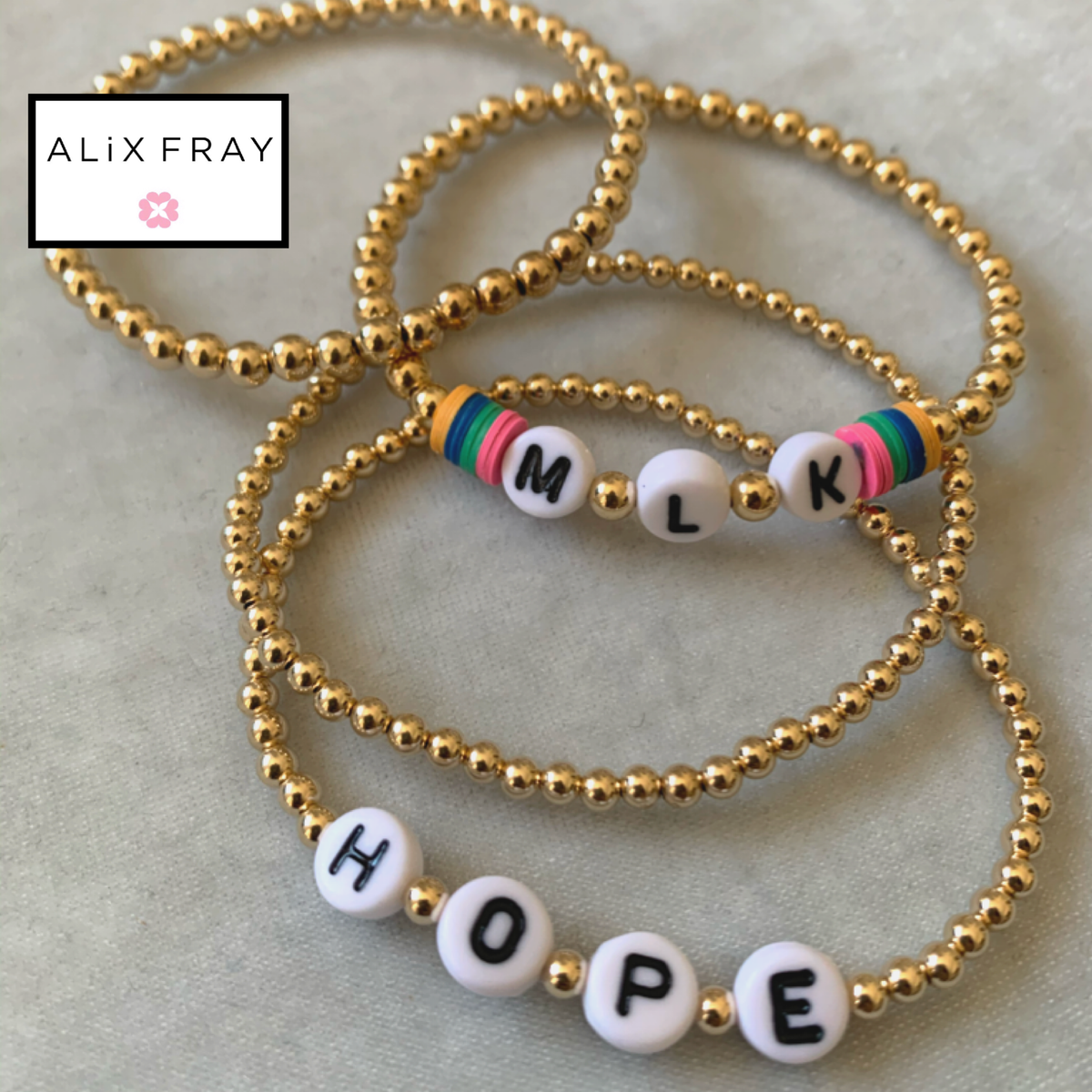 Beaded “Grateful”  & "Hope" Ball Bracelet