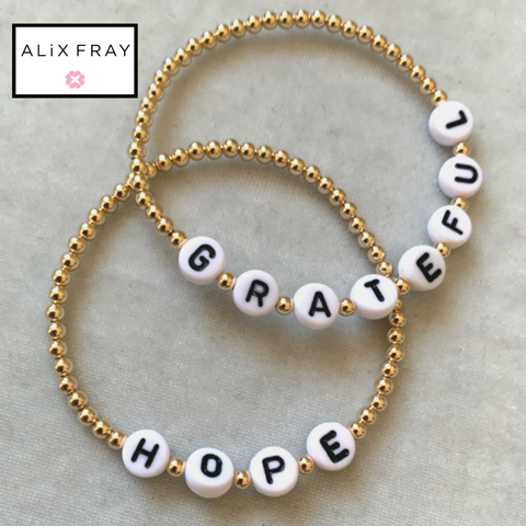 Beaded “Grateful”  & "Hope" Ball Bracelet