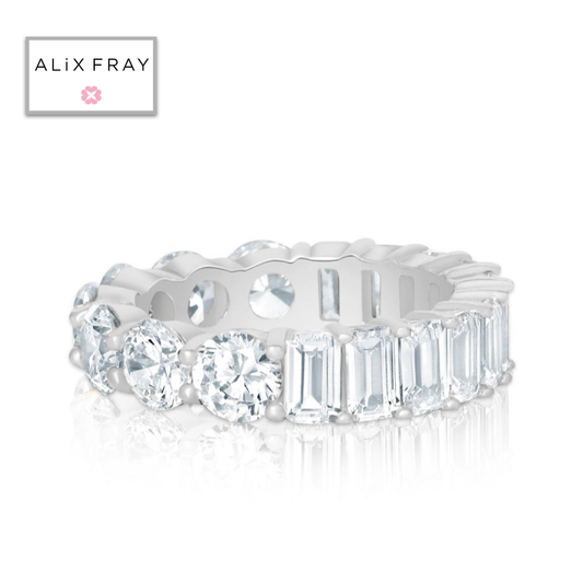 Two Sided Round & Emerald Eternity Band