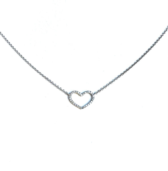 14kt Diamond Open Heart Necklace
