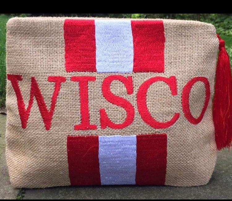 Stripe Jute Clutch