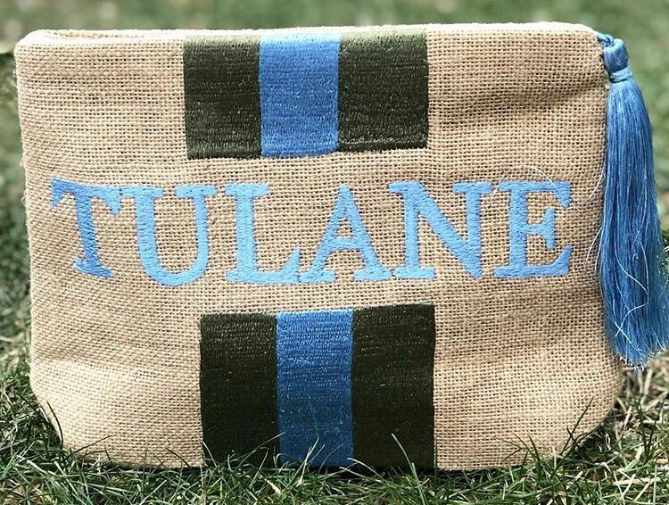 Stripe Jute Clutch