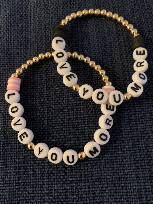 Beaded “Love You More” Ball Bracelet
