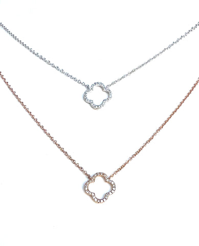 14kt Diamond Open Clover Necklace